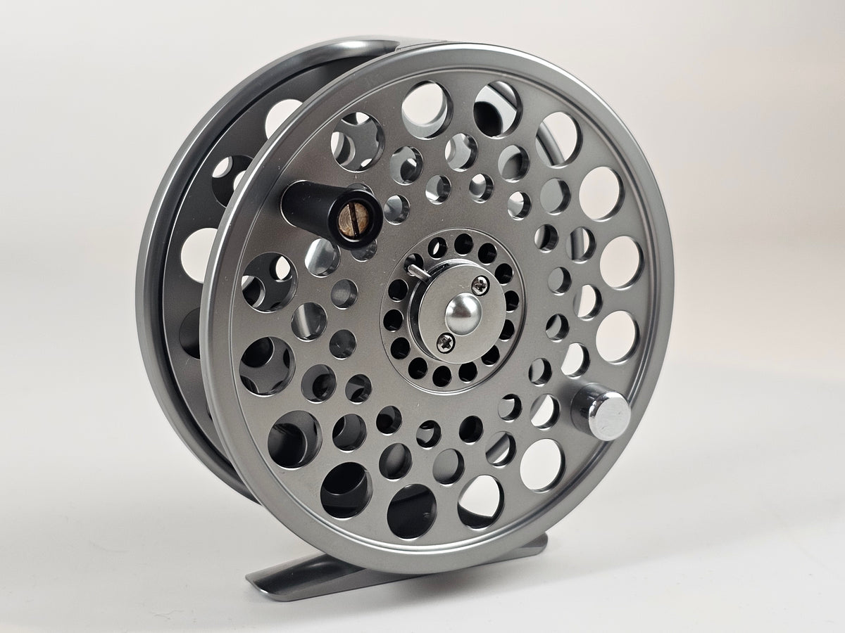 anglers all fly reels Abel Vaya Reel 5/6 Native Brown Finish and Drag Knob with Walnut Handle Its partially ported frame reduces weight without sacrificing strength Fly Reels Anglers All