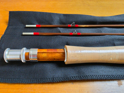 Anglers Roost bamboo fly rod handle reel seat and butt section detail