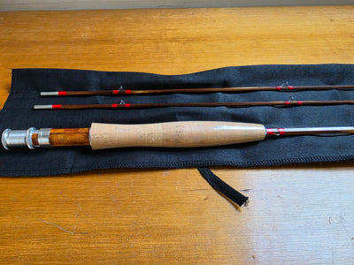 Bamboo fly rod full cork grip with burl wood spacer and aluminum reel seat