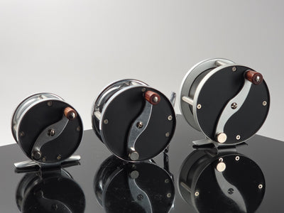 Anglers Roost Vom Hoffe reproduction fly reels all three sizes VH1 VH2 VH3 angled view