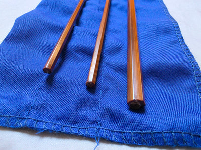 Angler's Roost Enterprises maker's mark on flame-tempered Payne 97 bamboo rod blank