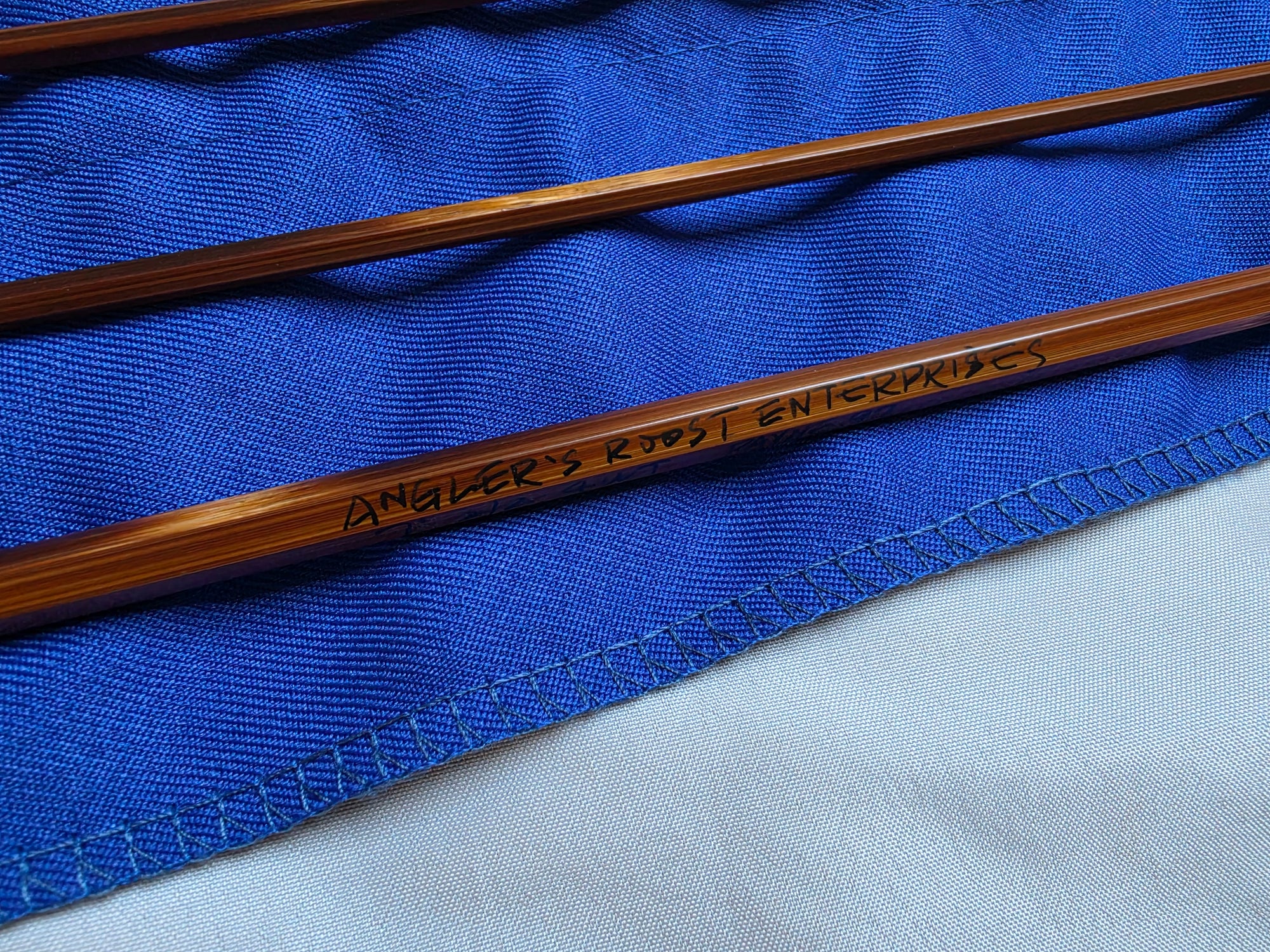 Angler's Roost Enterprises signature on Payne 97 bamboo rod blank reading 7' 2/2 4wt