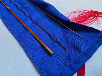 Payne 97 taper bamboo fly rod blank, 7'0" 4wt, two-piece with two tips, in blue cloth rod bag