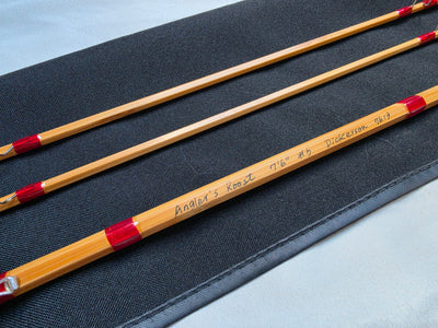 Angler's Roost signature on Dickerson 7613 bamboo fly rod reading 7'6" #5 Dickerson 7613