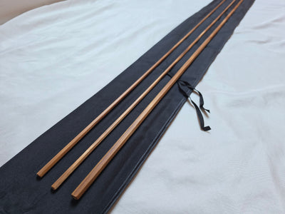 Powell taper bamboo fly rod blank, 7'6" 5/6wt, two-piece with two tips, in cloth rod bag