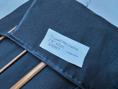 Original cloth bag label reading Powell No Name 7'6" 2pc 5/6wt bamboo rod blank