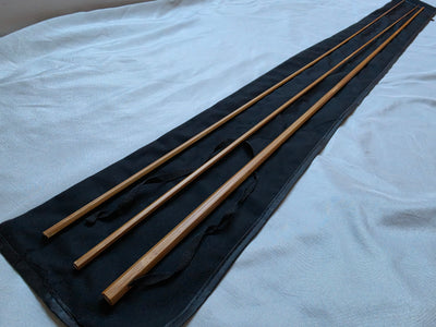 Dickerson 7613 taper bamboo fly rod blank, 7'6" 5wt, two-piece with two tips, in cloth rod bag