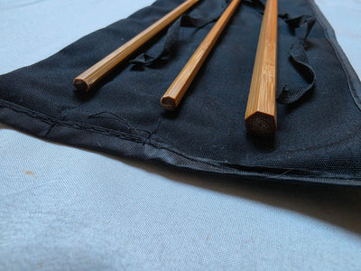 Six-strip hexagonal cross-section of Dickerson 7613 bamboo rod blank butt and tip sections