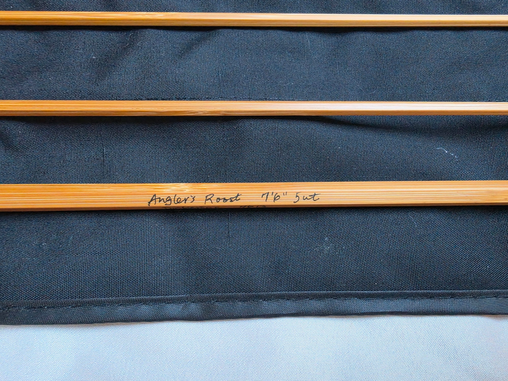 Dickerson 7613 bamboo fly rod blank with Angler's Roost taper inscription
