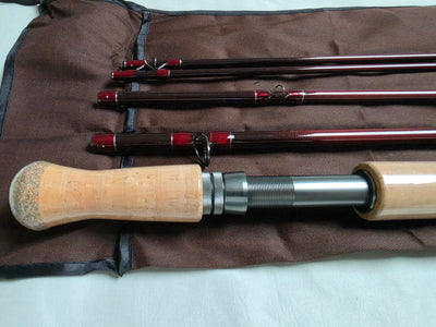 Cork handle, anodized reel seat, and cork fighting butt on IM6 graphite Spey rod