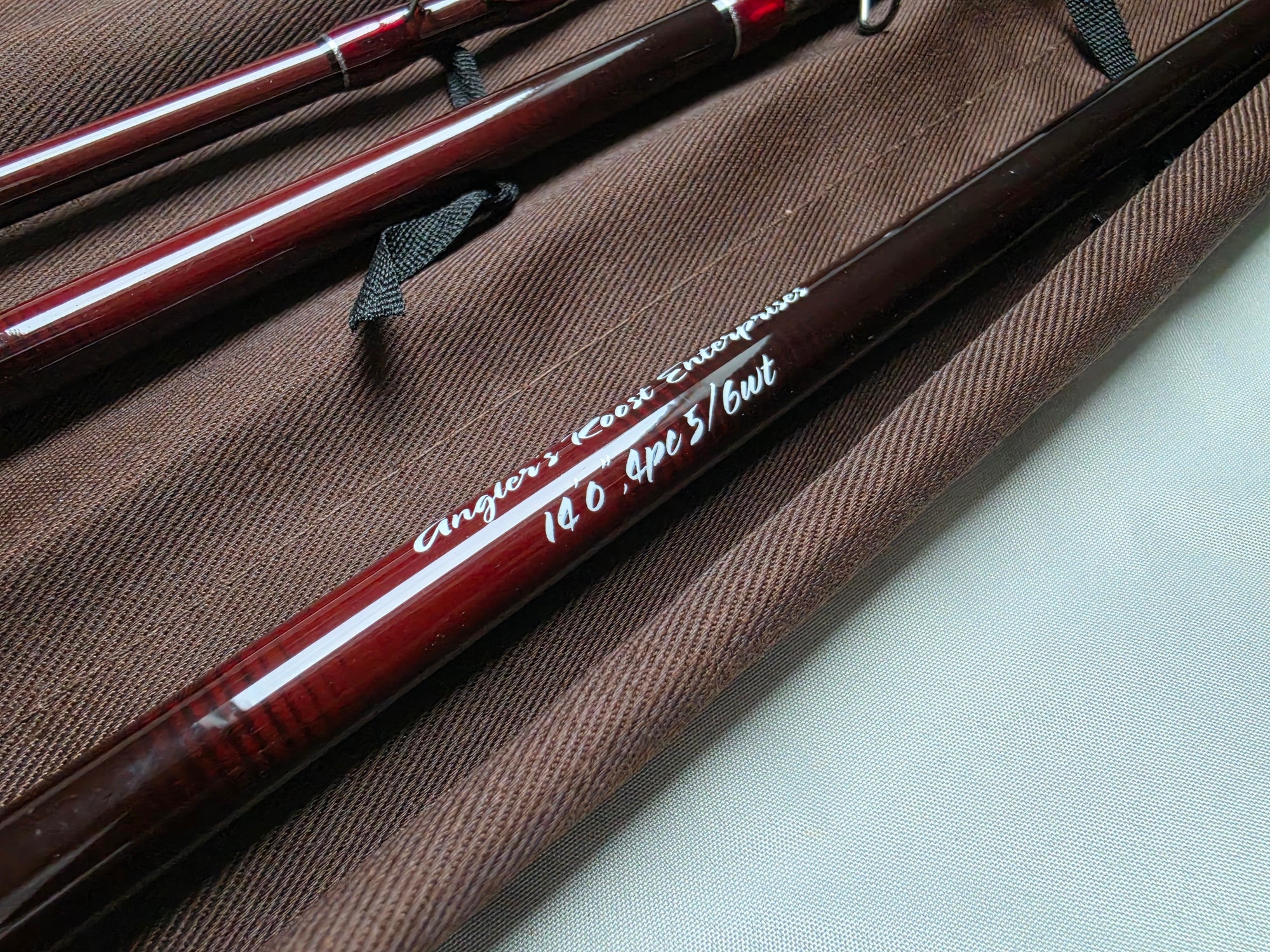 IM6 graphite Spey rod blank marking reading Angler's Roost Enterprises 14'0" 4pc 5/6wt